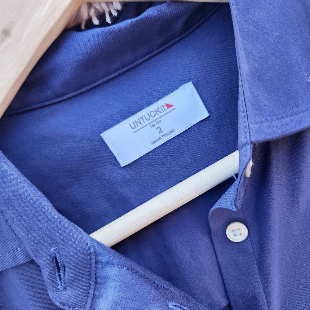 Untuckit Amelia Long Sleeve‎ Navy Shirt Dress - Picture 5 of 6